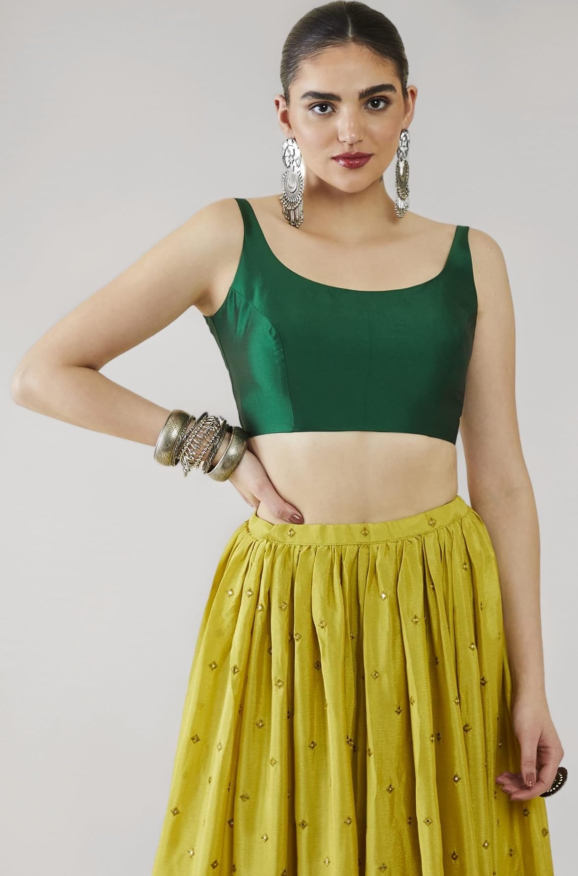 Womens Taffeta Solid Sleeveless Padded Blouse