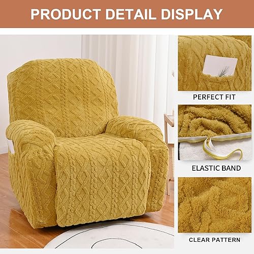 Vista 139 de Eco-Ancheng Fundas reclinables de 4 piezas, fundas para sillas reclinables, fundas elásticas para sofá reclinable, fundas ajustables antideslizantes