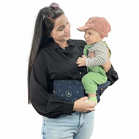 Motherly Ready to Use Hip seat Baby Carrier|Convertible Sling Carrier|for 5-36 Months (Blue Flower)