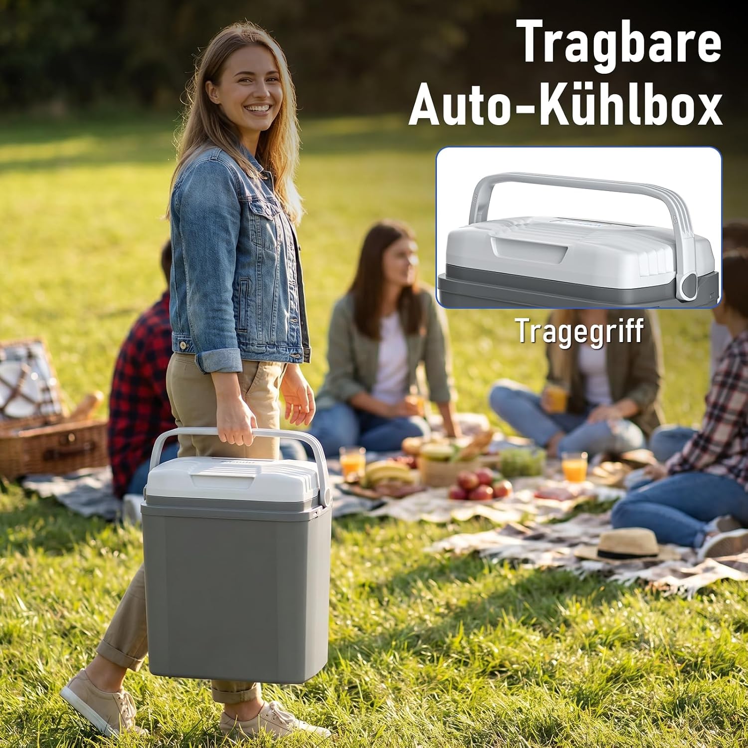 TOOHUB 24L Kühlbox, Elektrische Auto Kühlbox 12V/230V Kühl & Warm Funktion mit Energiespar - Mise en situation et utilisation