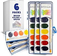 Vista 15 de Color Swell Acuarelas de 8 colores a granel con pinceles de madera - 4 paquetes