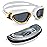 AqtivAqua Swim Goggles Swimming Goggles for Adult Men Women Kids 6-14 Youth Girls Boys Childrens DX-S (Metallic Gold, Silver case, Shade lens)