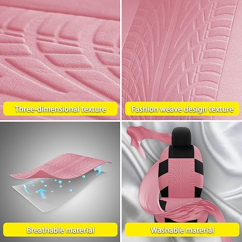 Miniatura 5 de Juego completo de 17 fundas de asiento de automóvil para mujer, funda universal para asiento de automóvil, funda de volante de felpa, engranaje de