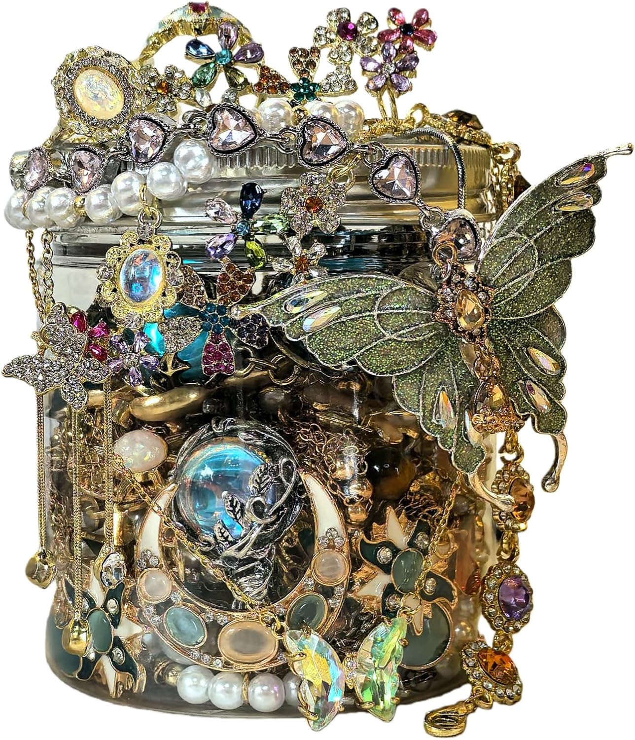 30 PCS Mystery Jewelry Jar, Surprise Fantasy Realms Vintage Jewelry Set for Woman, Includes Fantasy Necklaces, Earrings, Rings and Bracelets, Unique Surprise Birthday Gifts Jewelry Box for Her