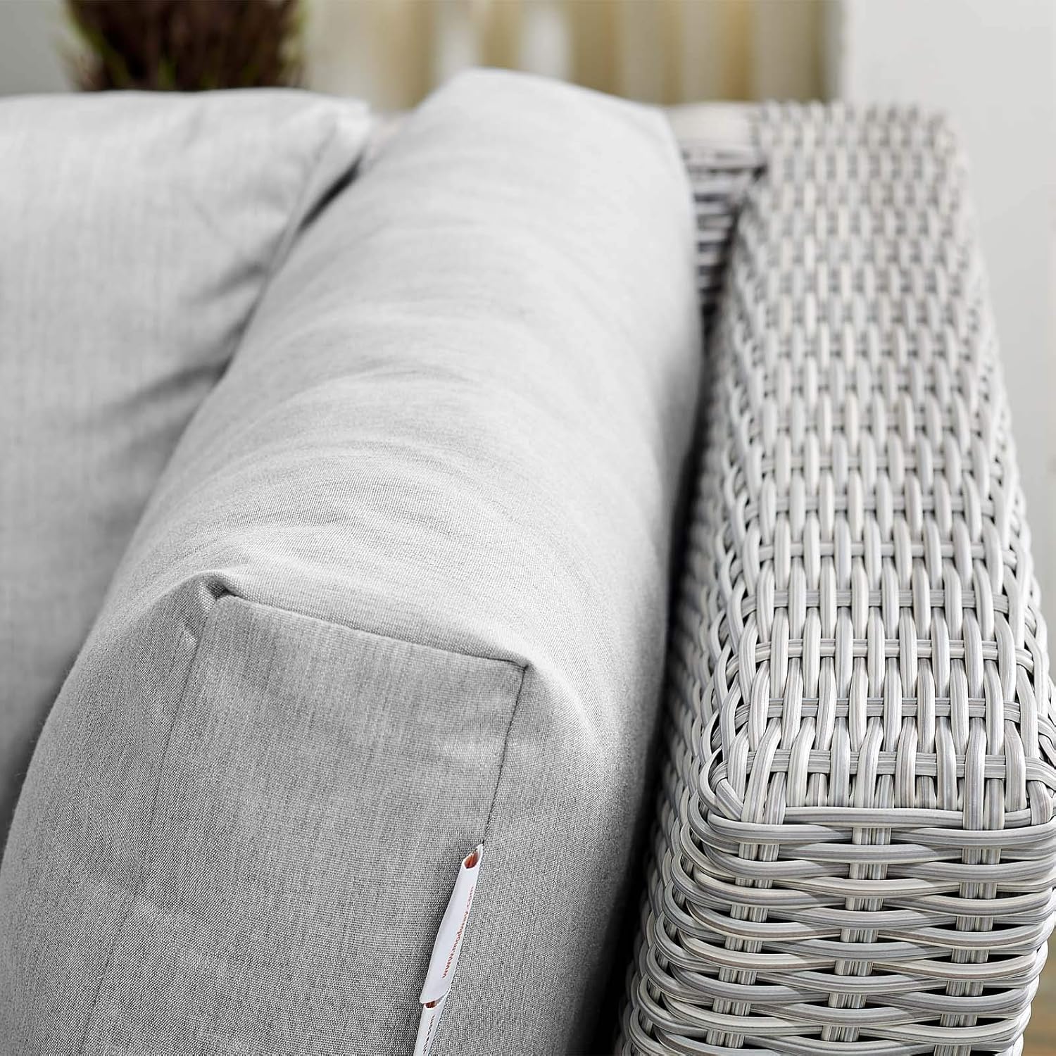 Modway Conway Sunbrella Outdoor Patio Wicker Rattan, Corner Chair, Light Gray Gray