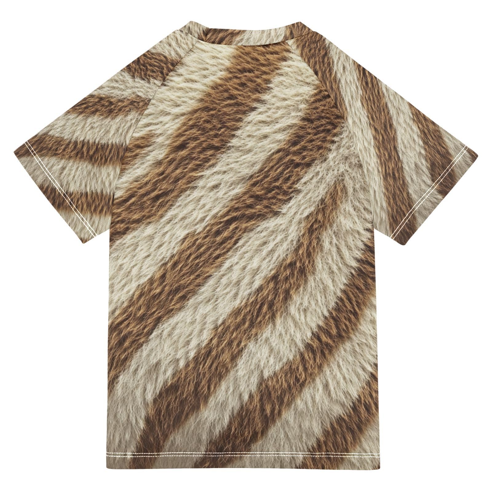 Boy Bathing Suit Short Sleeve Girl Swim Rashguard 9T Lion Skin Texture