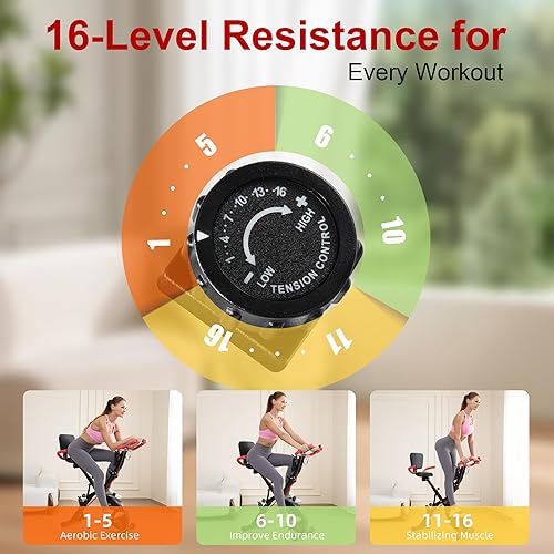 Miniatura 19 de BARWING Bicicleta estática estática para entrenamiento en casa, bicicleta de ciclismo plegable 5 en 1 para personas mayores, capacidad de 350