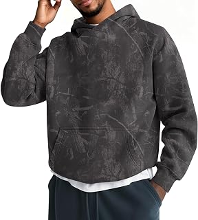 Lauweion Mens Oversized Camo Hoodie Casual Raglan Sleeve Hooded Sweatshirt | Camouflage Graphic Print for Streetwear, Comfort Wear, Utility Kangaroo Pocket, Relaxed Silhouette Allows Easy Movement