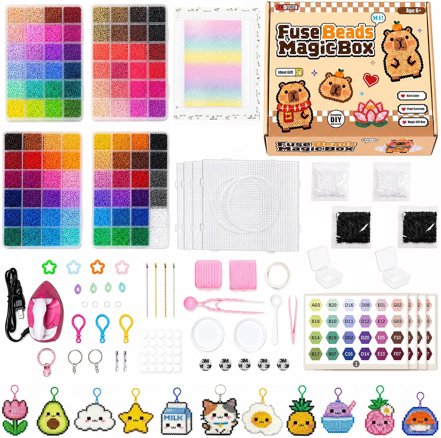 2.6mm Fuse Beads Kit 72 Colors 36000+ Pcs with Shimmer Paper, Magic Beads Set, Multiple Patterns DIY Craft Kids Adults, Christmas Birthday Gift Girls Boys Teens, Wall Art Room Decor, All in One