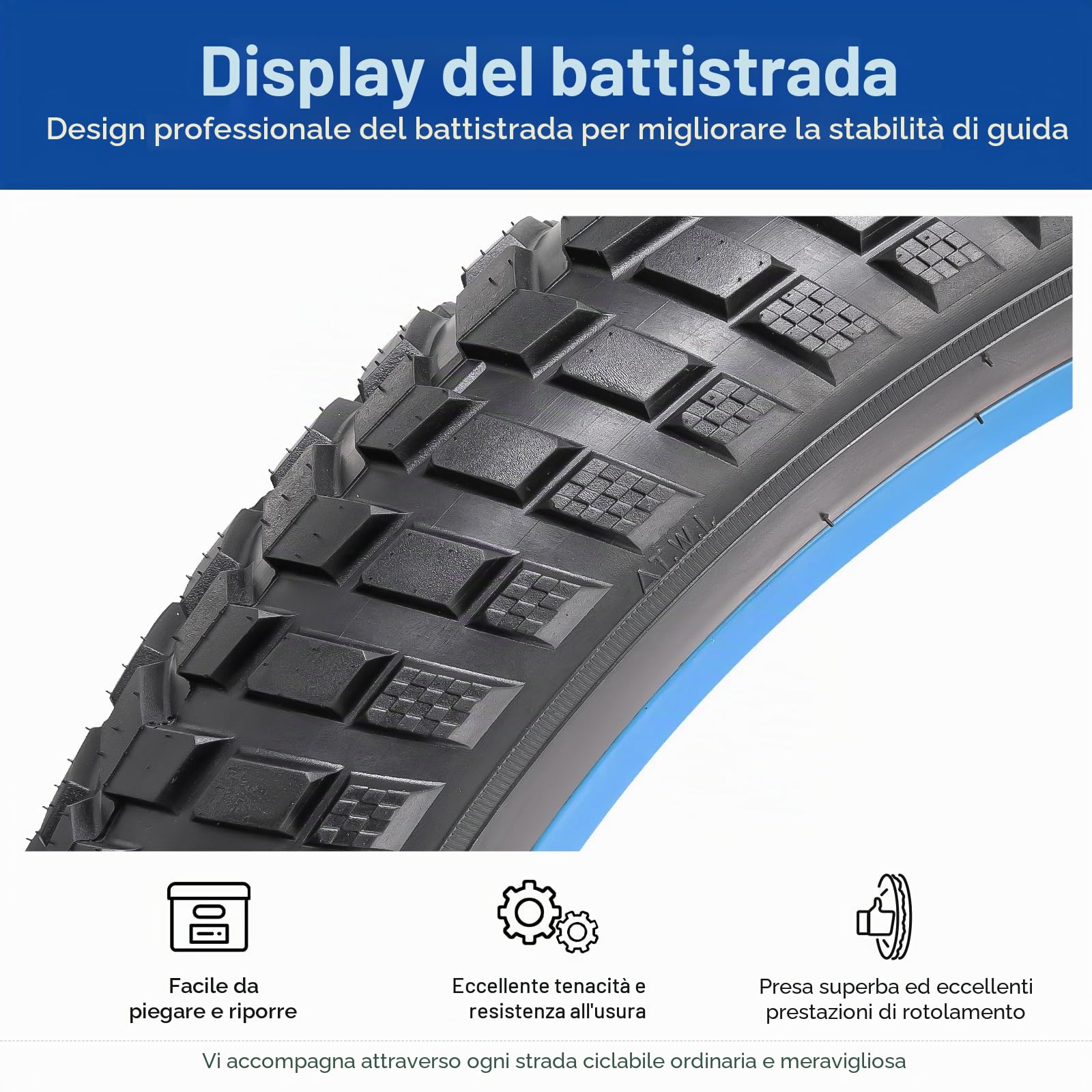 20x3.0 Pneumatici da 76-406 20 x 3.0, 20 pollici pneumatico bici pieghevoli, adatti per 20x2.80 20x3.0 e-bike/City/Gravel/Mountain/bici da corsa (uno)