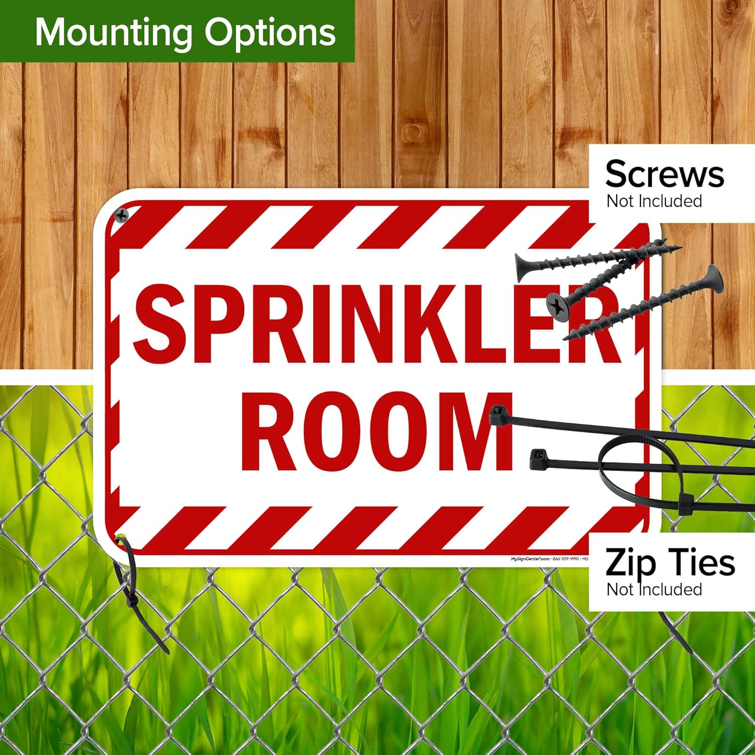 Sprinkler Room Sign, 12x18 Inches, 55 mil thick HDPE (high density polyethylene), Made in USA by My Sign Center