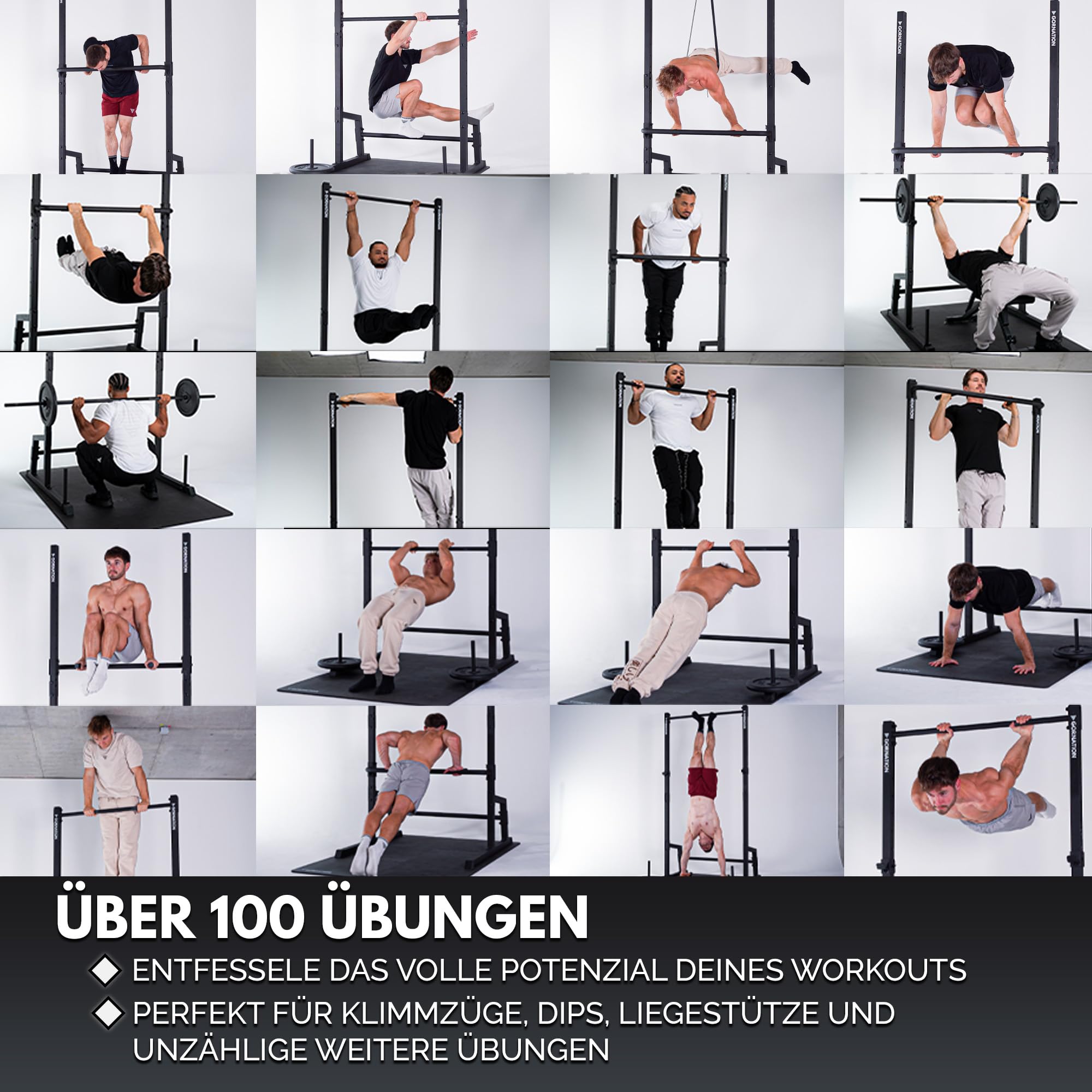 GORNATION Pull Up Station, Klimmzugstange freistehende, Freistehender Power Tower, Klimmzugstation, multifunktionaler Kraftturm für Zuhause, Fitness Rack, für Klimmzüge & Calisthenics