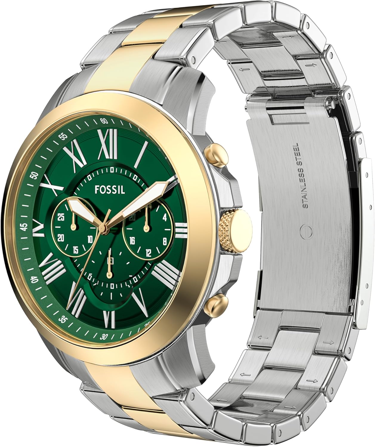 Fossil Men's Grant Quartz Stainless Steel and Leather Chronograph Watch