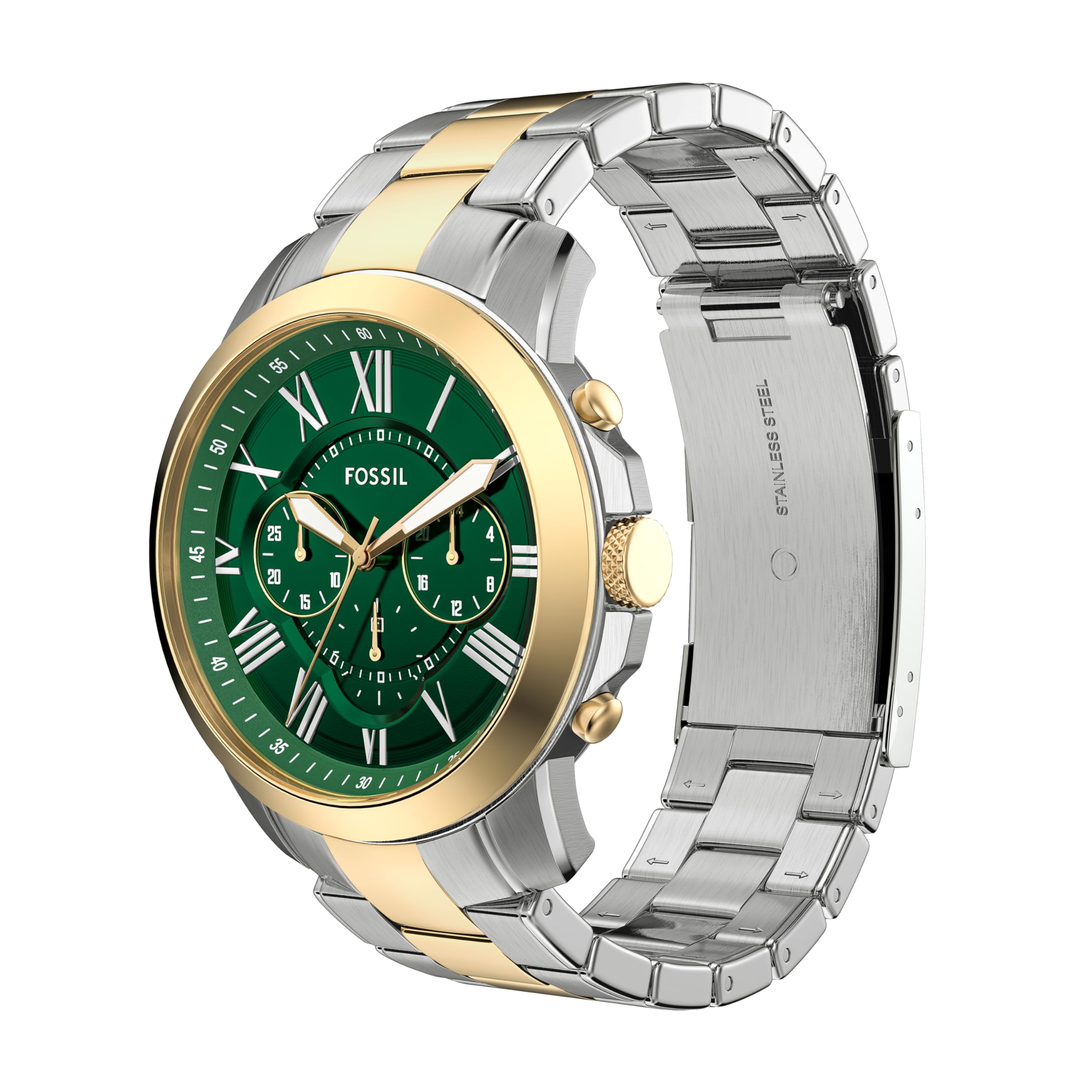 Fossil Hombres Grant Acero Inoxidable Cuarzo cronógrafo Reloj