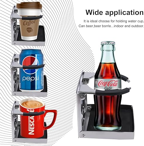 Miniatura 6 de 2 portavasos para barco, soporte ajustable de acero inoxidable para bebidas, botellas de bebidas, plegables para lanchas marinas, pontón, camión,