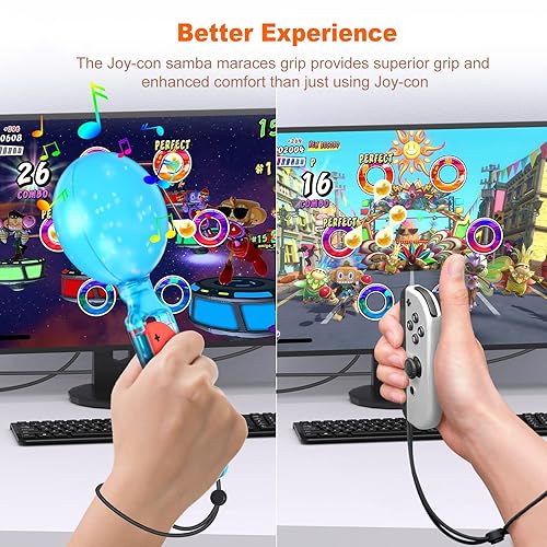 Miniatura 7 de Empuñaduras para controlador de interruptor, empuñaduras de control de mano de juego Samba Maracas compatibles con Samba de Amigo Party Central