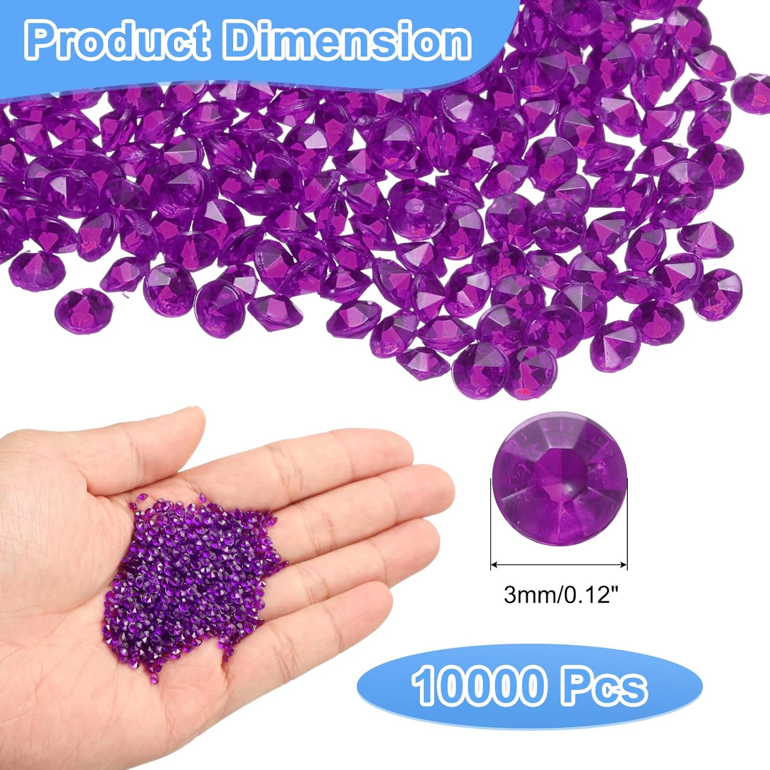 uxcell 10000Pcs Wedding Table Scatter Confetti Fake Crystals Acrylic Diamonds Rhinestones Vase Fillers Gems for Crafts,Table Centerpiece Decor, Bridal Shower Party (Dark Purple, 3mm) - Image 2