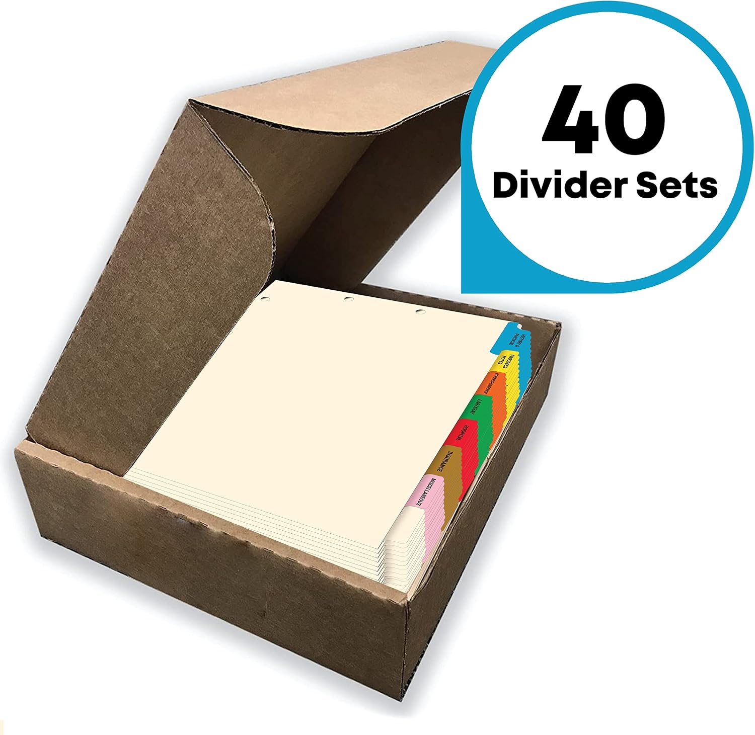 Stock Dividers for Medical Charts, Doctor Stuff, 40 Sets of 8 Popular Healthcare Index Tabs, Side Tab, 9" x 11", Tabbies 54505 Style, File Folder Organizer for Medical Records