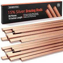 20Pcs 15% Silver Brazing Rods AWS BCuP-5,10Inch Welding Rods Totally Weight 0.33Lb, Phos Silver Solder Sticks Alloy Copper Brazing Rods for Air Conditioning, Refrigeration, Cold Storage, HVAC Systems