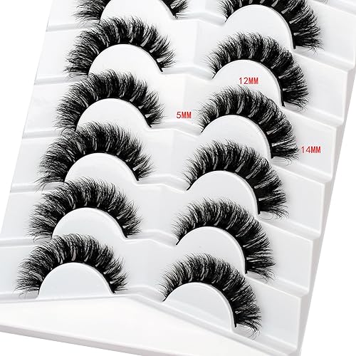 Miniatura 415 de Pooplunch Pestañas postizas de pelo de visón sintético, estilo de ojo de gato, paquete de pestañas postizas naturales esponjosas, paquete múltiple