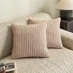 Throw Pillow Covers 18x18 Inch Set of 2 Decorative Velvet Square Spring Farmhouse Pillow Covers for Sofa Couch Cushion Bedroom Home Decor Cream White