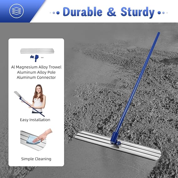 Concrete Trowel,Bull Float Concrete Tools,Concrete Trowel Bull Float Concrete Kit,Concrete Cement Surface Smoothing Tool for Indtry Coating Concrete Pavements,for Construction Sites and Roads
