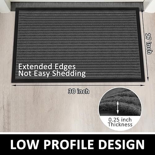 Miniatura 2 de Neiza Paquete de 2 tapetes para puerta delantera, interiores y exteriores, 30 x 17 pulgadas, tapetes de bienvenida de perfil bajo para raspaduras de