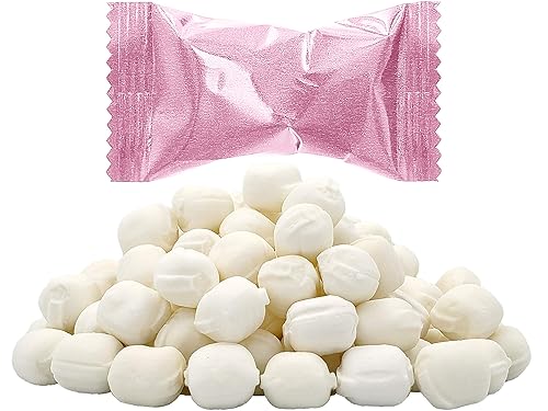 Metas de mantequilla rosa pastel, caramelos de menta, mentas después de la cena, caramelo de menta y mantequilla, sin grasa, envueltas