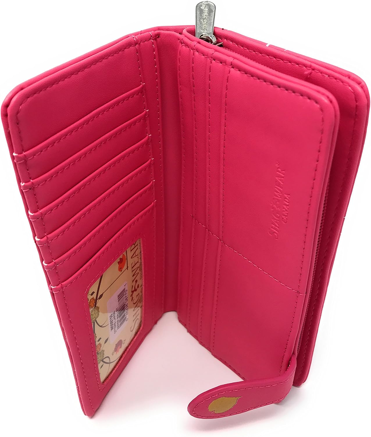 Shag Wear Otter Large Animal Wallet for Women and Teen Girls Vegan Faux Leather Pink 7"