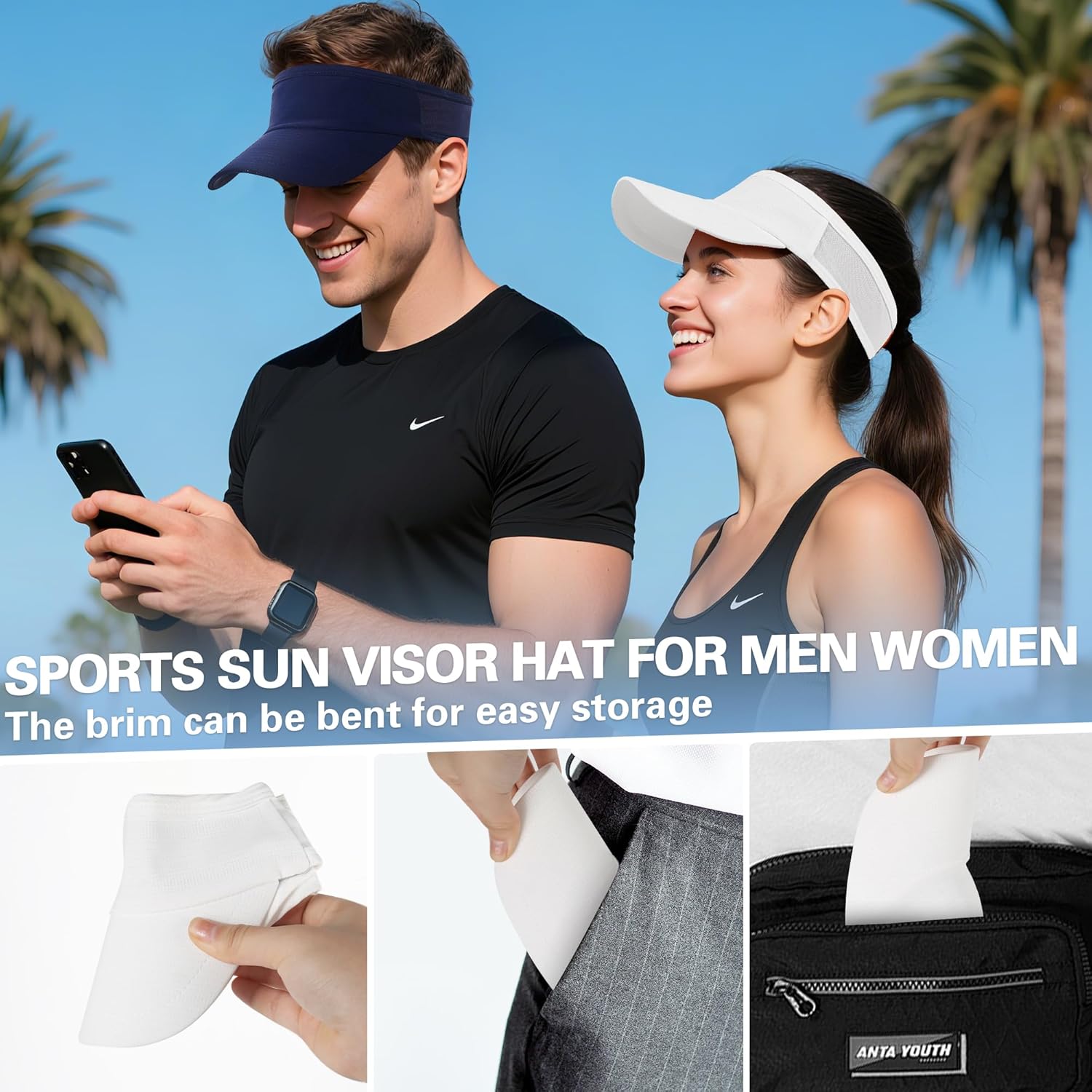HH HOFNEN Sports Sun Visor Cooling Lightweight Stretchy Packable Running Golf Visor Hat for Men Women - Image 5