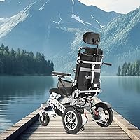 Vista 4 de MALISA Silla de ruedas eléctrica, plegable y ligera todo terreno para adultos, respaldo reclinable automático, silla de ruedas motorizada, sillas