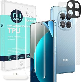 Ibywind Compatible with Xiaomi Redmi Note 15 Pro 4G TPU Film, 2 Sheets, Hydrogel Film with Guide Frame, Lens Cover 1, Back Sheet 1, Excellent Elasticity and Flexibility TPU Material Protective