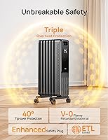 Vista 5 de Dreo Radiador con Relleno de Aceite, Calentadores Radiantes Eléctricos para Uso en Interiores, Habitación Grande con Control Remoto, Bloqueo