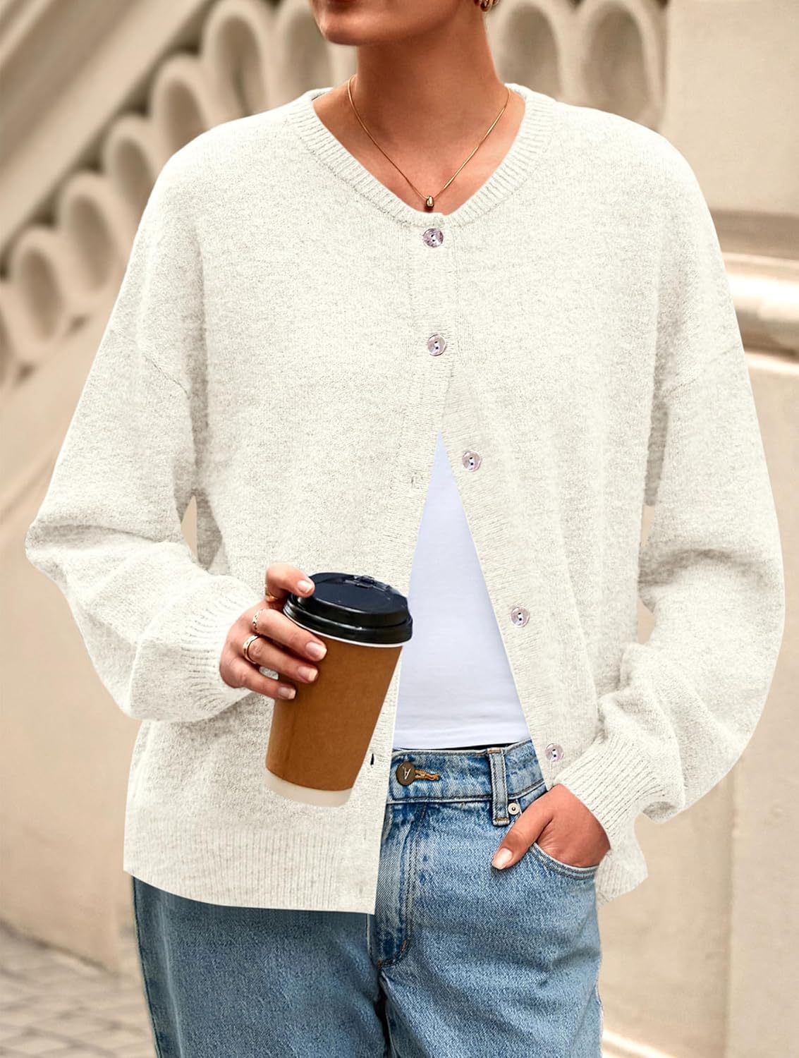 PRETTYGARDEN Fall Long Sleeve Cardigans for Women Trendy 2026 Lightweight Button Down Crewneck Loose Knit Sweater Clothes - Image 2