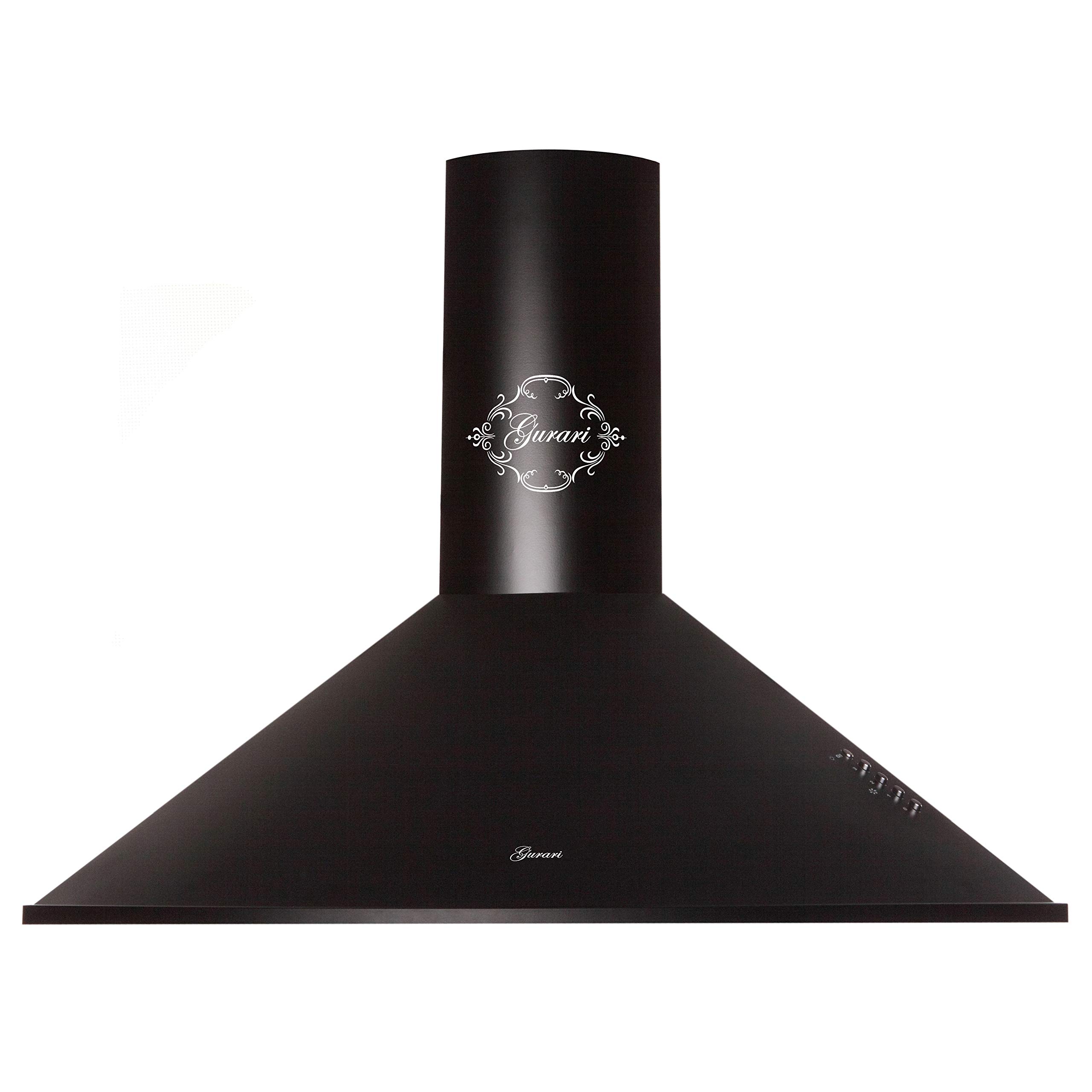 Gurari C 046 Dunstabzugshaube 90 cm in Schwarz, 1000m³/h,Sehr Saugstark, 3 Stufen,Drückknöpfe,Wandhaube,Dunstabzug,Abzugshaube, Ablufthaube,Umlufthaube,Schwarze Kaminhaube, Premium Marke
