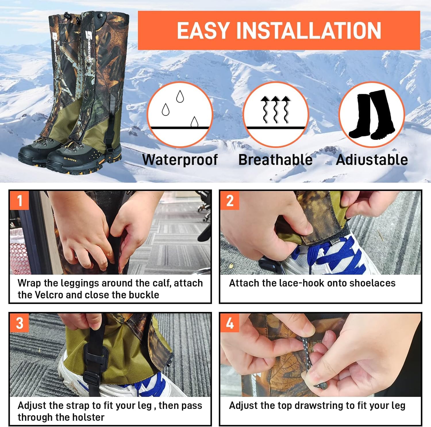 Protezione Pioggia Trekking Ghette Impermeabili ROCKBROS Per Sci E - Foto 5