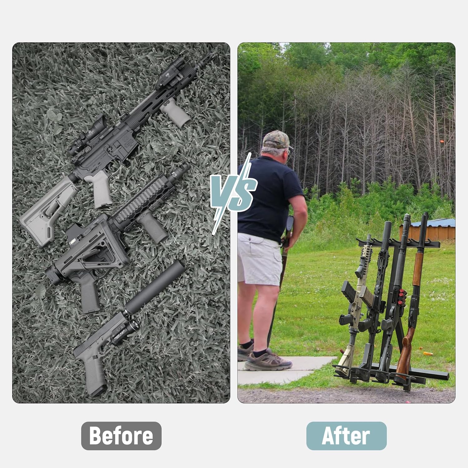 Gun Rack, Folding Rifle Rack, Portable Indoor Gun Racks, Heavy-Duty Steel Gun Rifle Stand Holds Up to 7 Pistols and 4 Rifles or Shotguns
