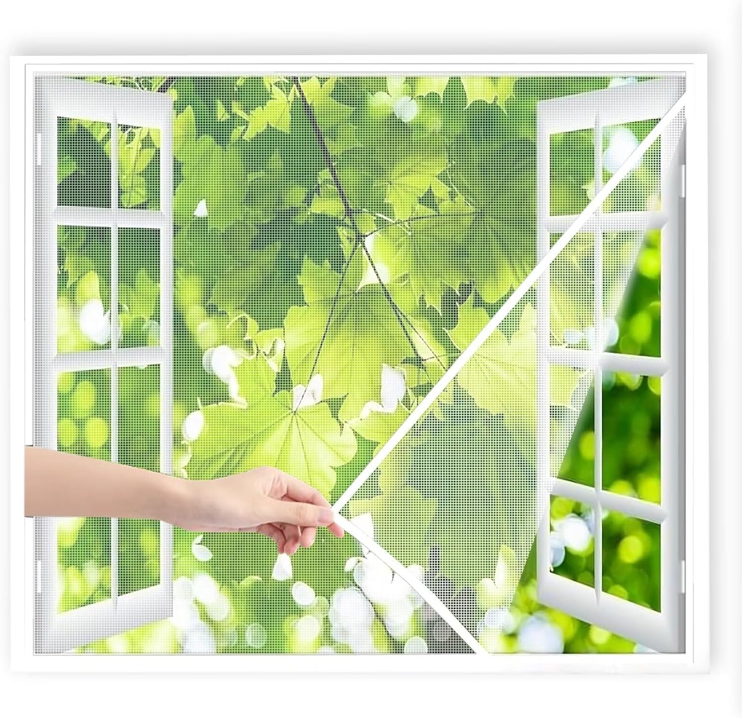 No Drilling Fly Screen 160 x 195 cm White Insect Protection Window Grille Mosquito Net for Windows Mosquito Net Window No Drilling