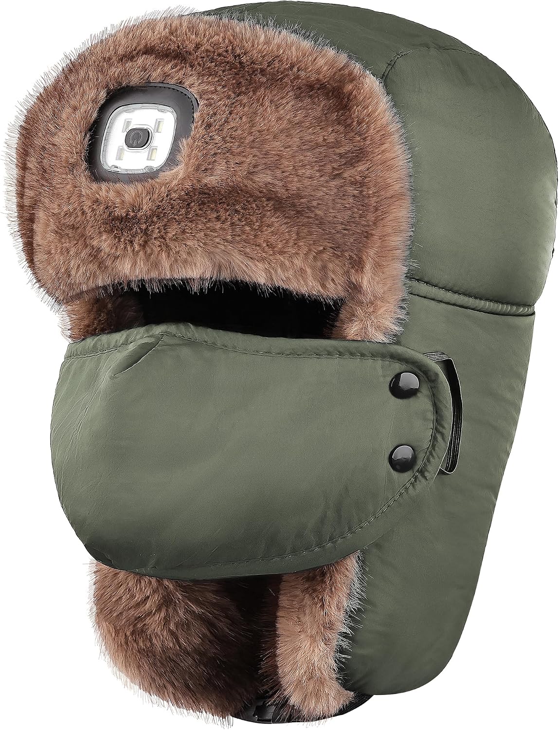 Winter Hats Ushanka Trapper Hat with Light ，Waterproof Warm Russian Bomber Hats with Earflaps for Men Women