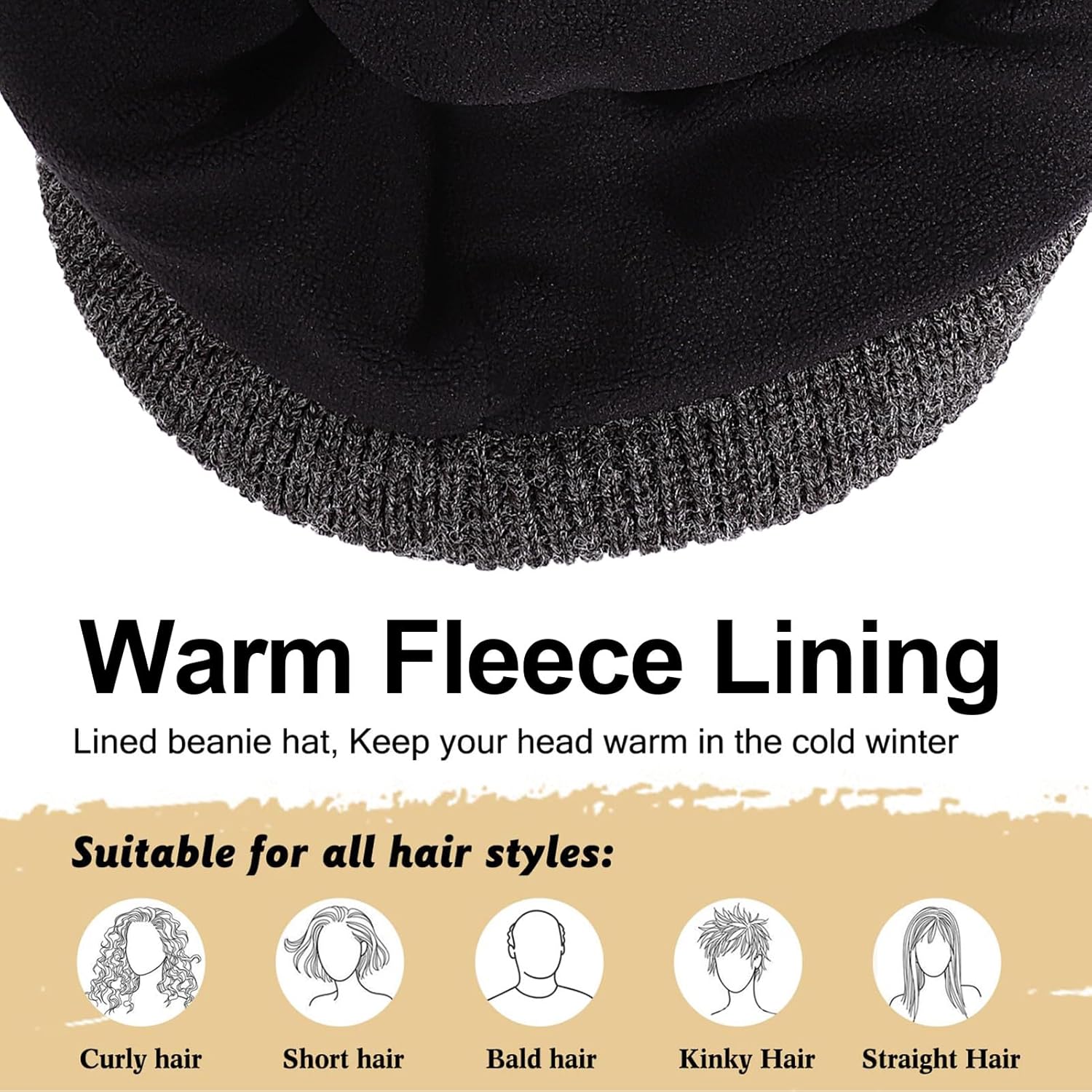 ZTL M/L/XL/XXL Beanie Hats for Men 30% Merino Wool Knit Hat, Winter Hats for Women Thick Warm Lined Cold Weather Skull Cap - Image 6