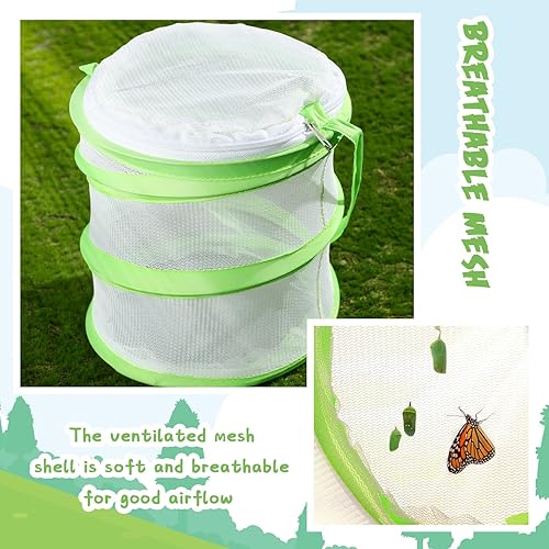 Miniatura 4 de Sherr 10 unidades de mini jaula de hábitat de mariposa de malla transparente para jaula de red de mariposa, contenedor plegable, terrario de 6.3 x