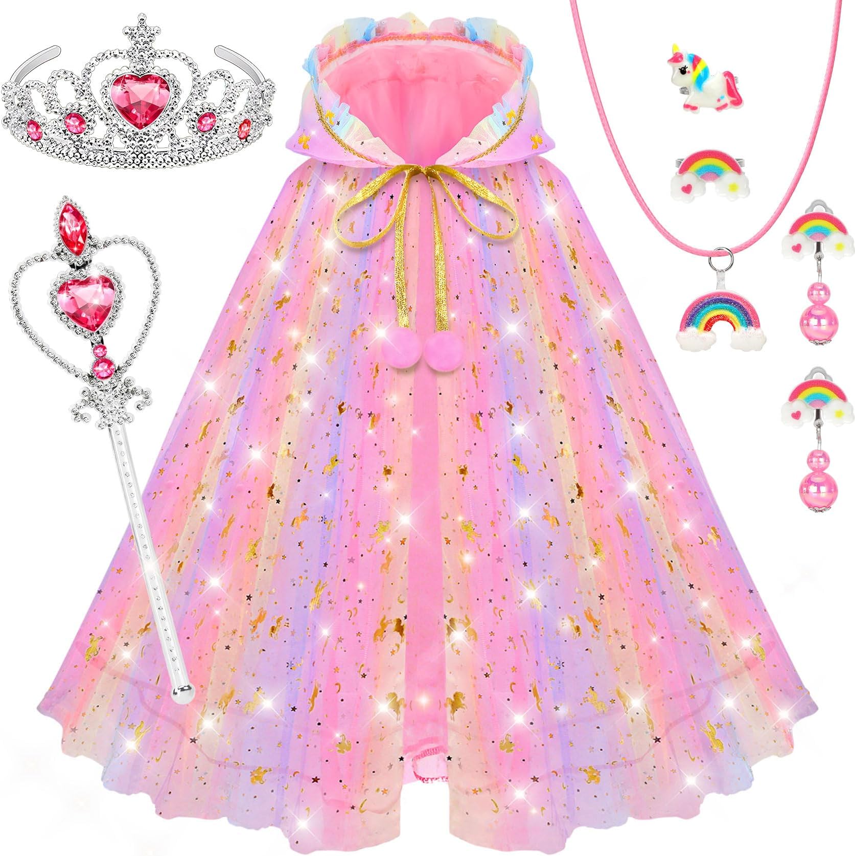 Princess Dress up Clothes for Girls 4-6, Easter Birthday Gifts for Kids, Light Up Toddler Toys for 3 4 Year Old Girls