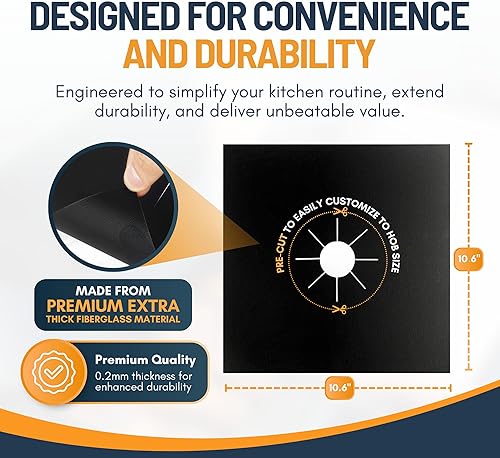 Vista 3 de Linda's Essentials - Fundas para quemadores de estufa de gas (paquete de 10) – Fundas de estufa extra gruesas antiadherentes reutilizables