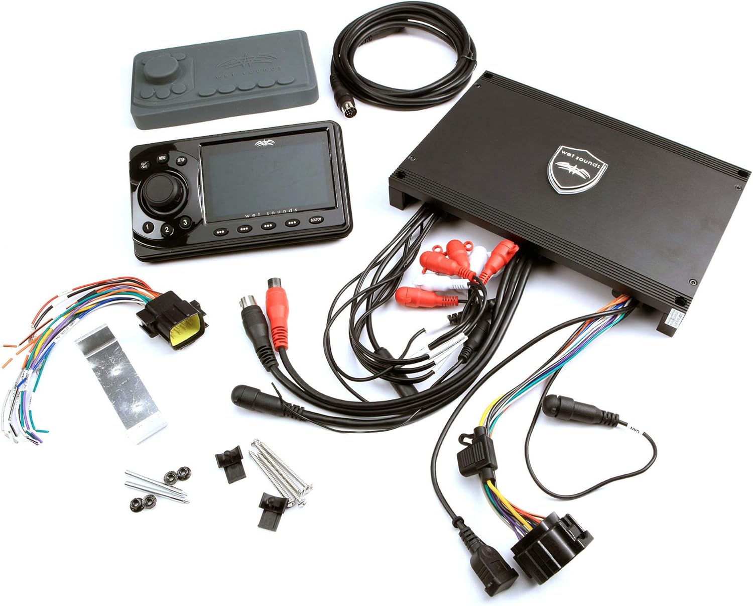 Wet Sounds WS-MC1 & LED Controller Bundle: Marine Media System with Full-Color LCD Display & 4-Zone LED Controller