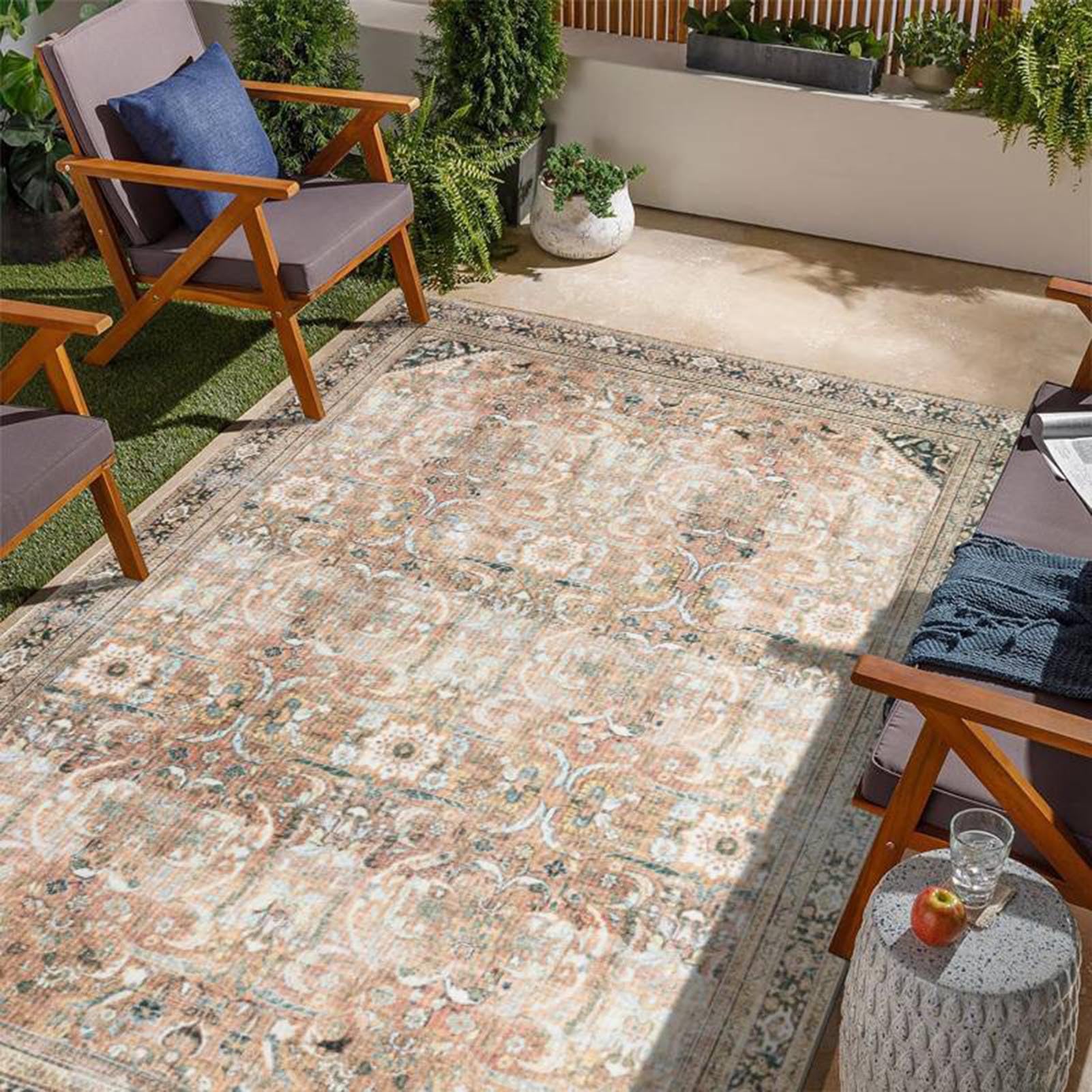HGTRH Outdoor Rugs For Garden, Outdoor Carpets For Patio, Recycled Durable Outside Rug Washable For Backyard, Porch, Balcony, Deck B 100 * 150cm