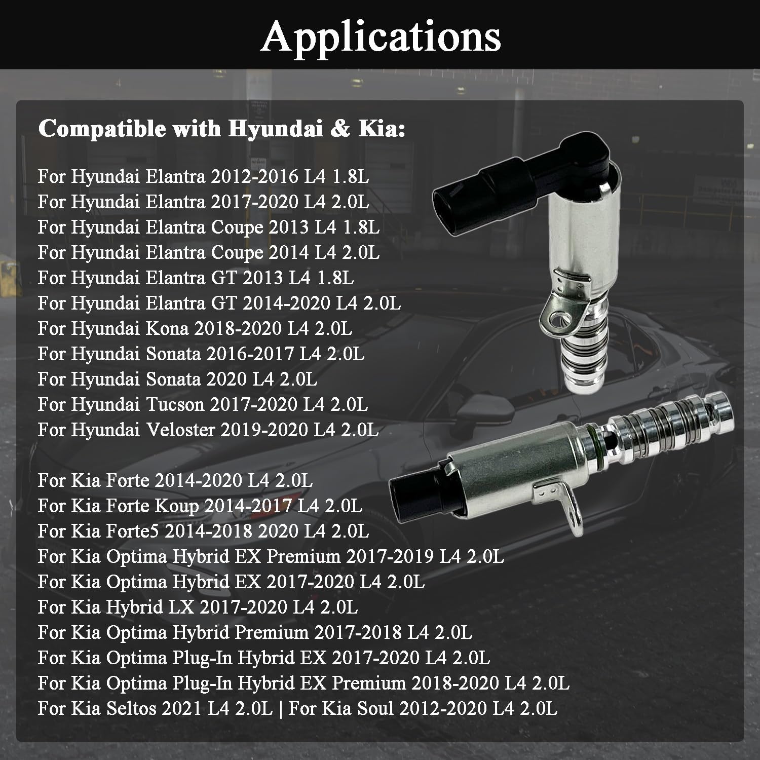2PCS Engine Variable Valve Timing Solenoid VVT Intake & Exhaust Camshaft Position Actuator for 2012-2024 Hyundai Elantra/Kia Forte/Soul/Tucson 1.8L 2.0L, Replaces 243752E100 243552E100 918-033 918-034