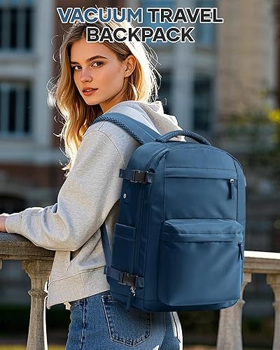 Vista 42 de VECAVE Mochila de viaje para laptop, mochila aprobada para vuelos,Mochila deportiva para universidad casual, E-peacockblue, Mochila para laptop