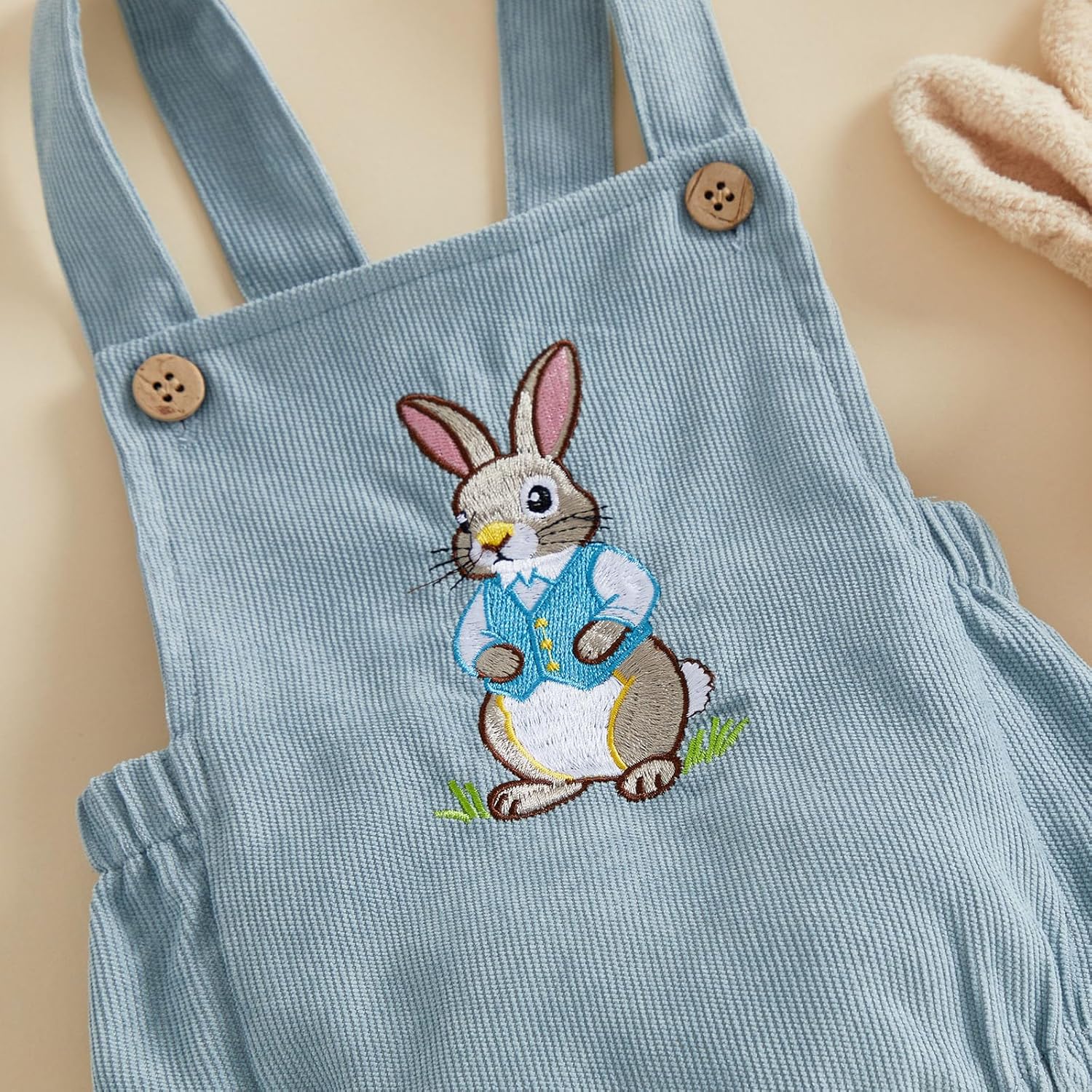 Dcohmch Infant Baby Boy Girl Easter Outfit Bunny Embroidery Sleeveless Romper Overalls Newborn Summer Clothes - Image 6