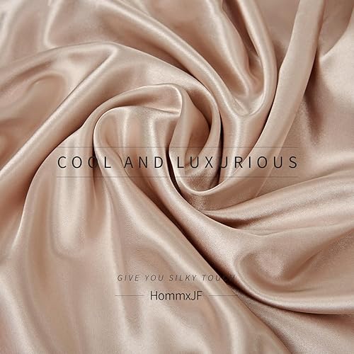 Miniatura 9 de NA HommxJF - Juego de sábanas de satén de 4 piezas, tamaño matrimonial, juego de sábanas y fundas de almohada de seda color gris pardo con 1 sábana