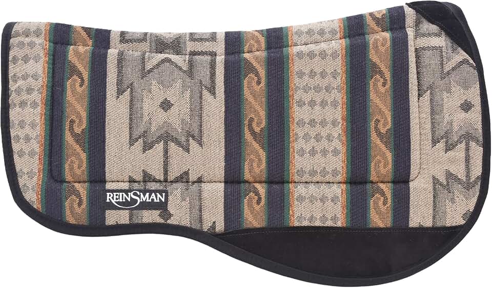 Reinsman Contoured Trail Pad with Breathable Non-Slip Tacky Too Bottom - Comfortable Durable Shock-Absorbing Stain & UV Resistant Horse Saddle Pad with Spine Relief Channel - 30" L x 34" D
